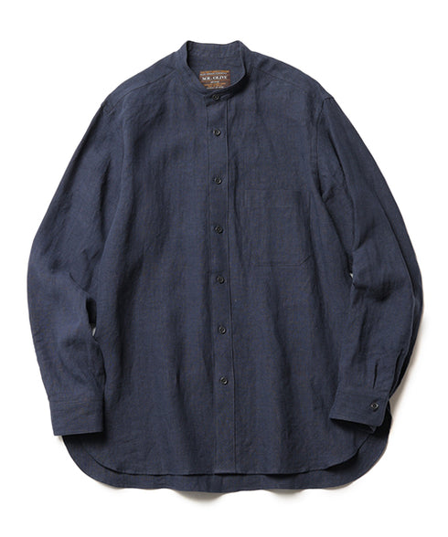 MR.OLIVE / FRENCH LINEN CLOTH / BAND COLLAR L/S SHIRT ミスターオリーブ/フレンチリネンクロス/バンドカラー ロングスリーブシャツ